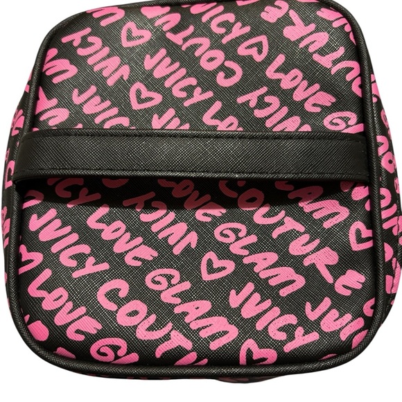 Juicy Couture Black and Pink Cosmetic Bag Soft Shell Zip Closure - Picture 2 of 6